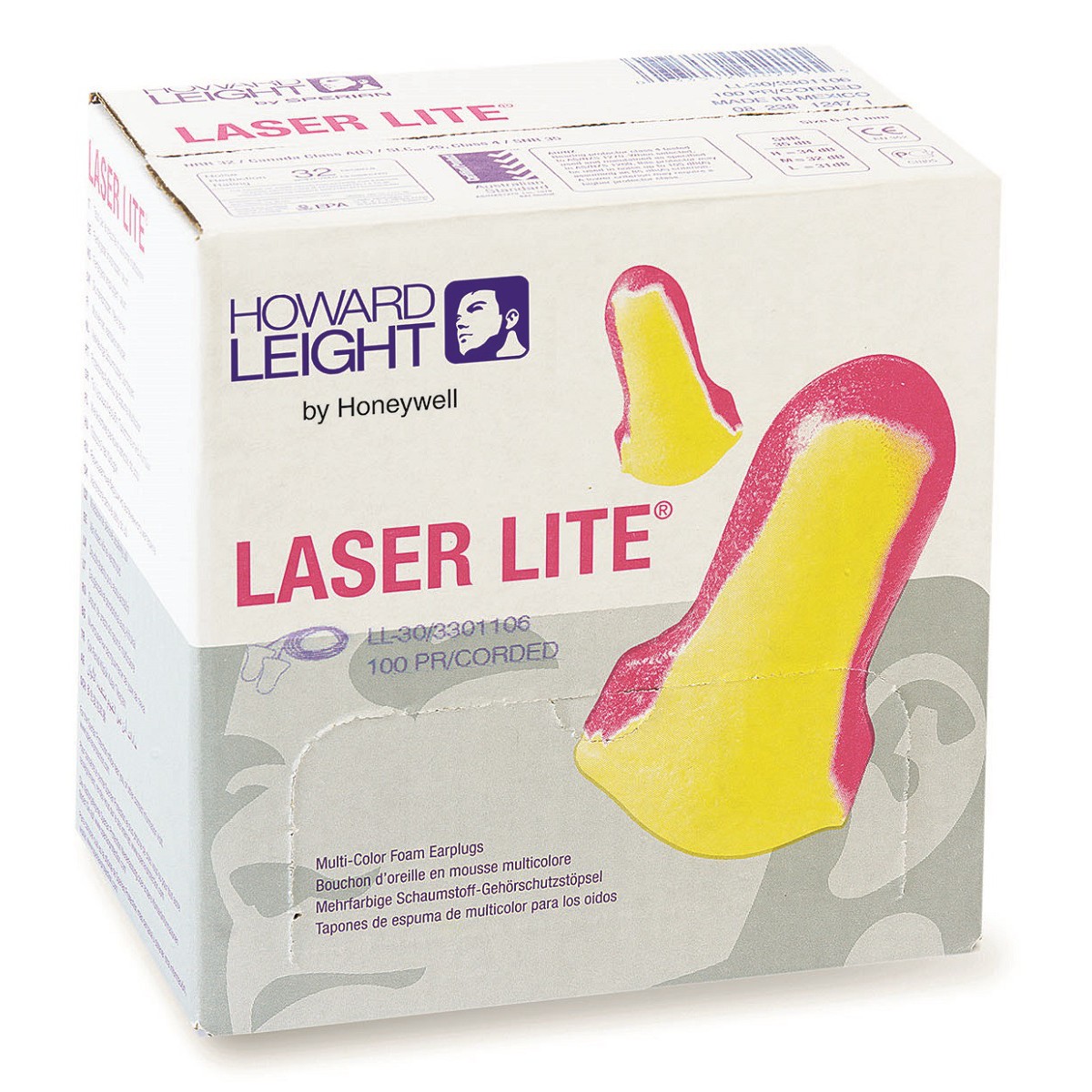 Howard Leight LL 30 Laser Lite Corded Single Use Foam Ear Plugs