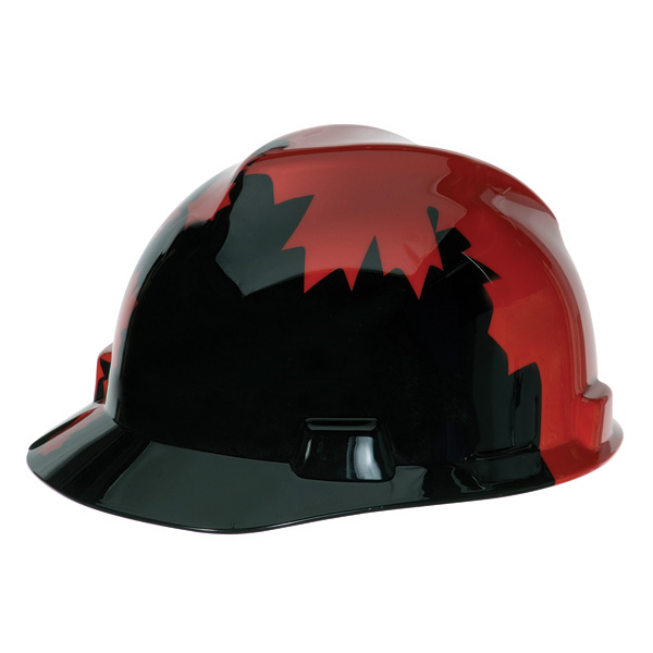 MSA VGard Hard Hat Canadian Black with Red Maple Leaf