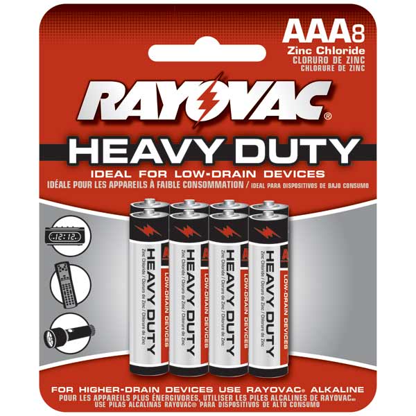 Rayovac Heavy Duty Industrial Size AAA Batteries Carded 8 Pack