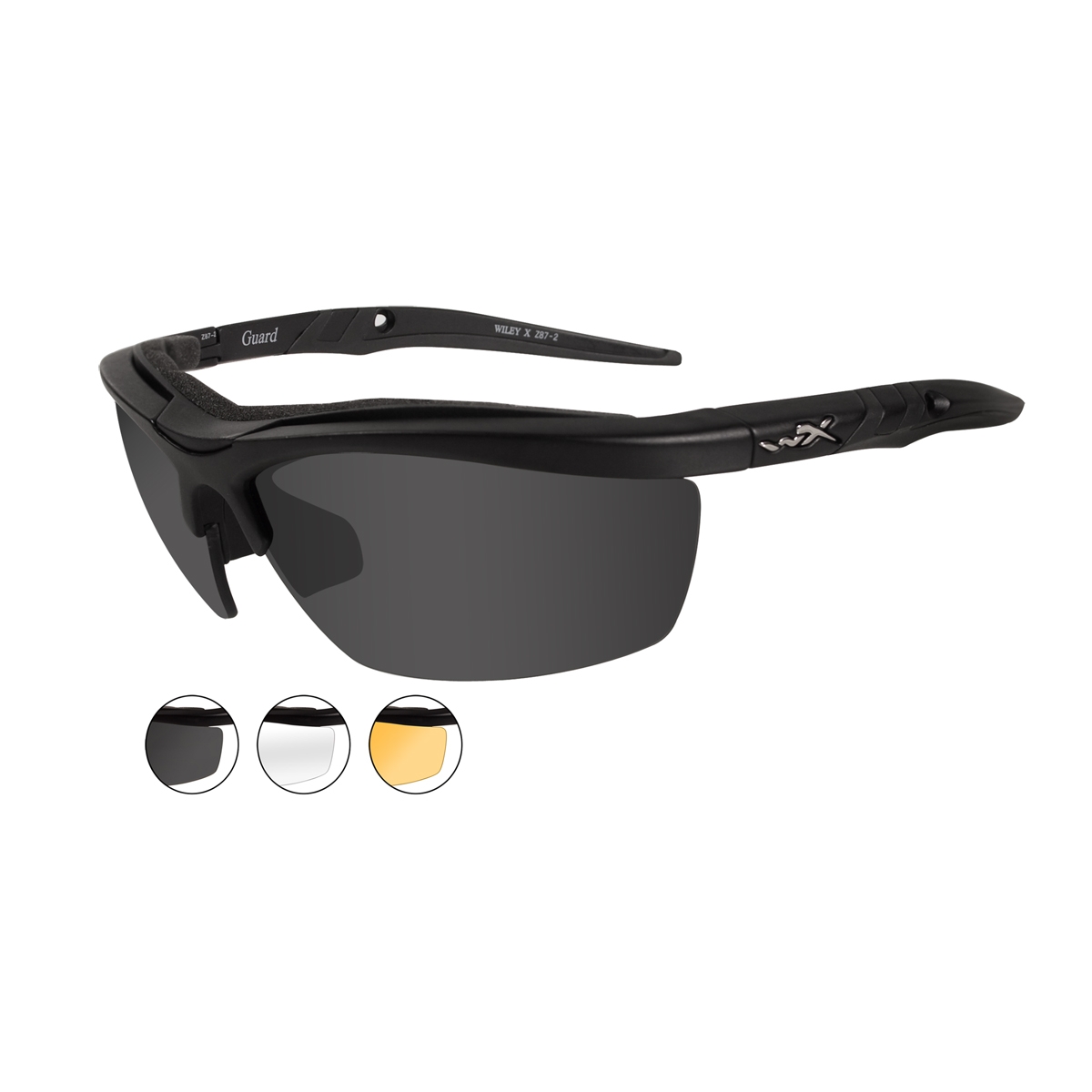 Wiley X Guard Sunglasses - Matte Black Frame - Grey/Clear/Rust Lenses ...