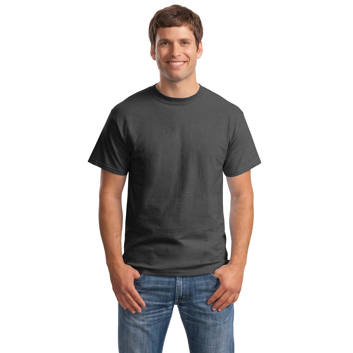 Hanes 5180 Beefy-T Cotton T-Shirt - Charcoal Heather | FullSource.com