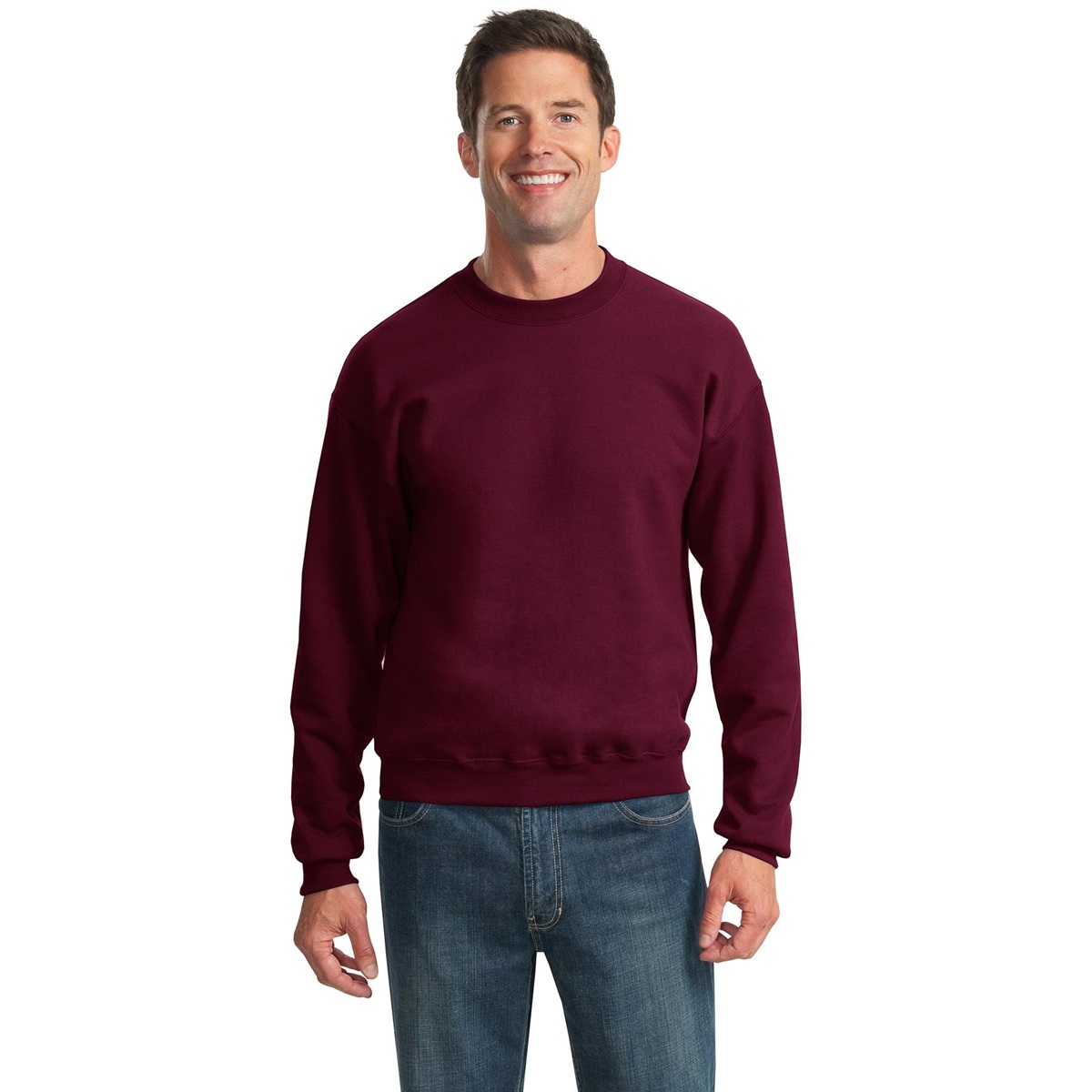 maroon crewneck sweatshirt