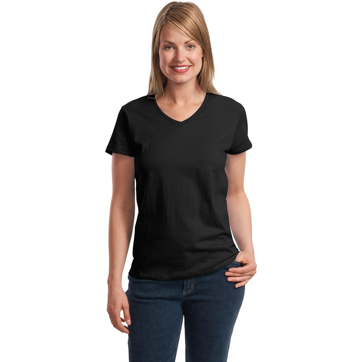 Hanes 5780 Ladies ComfortSoft VNeck TShirt Black