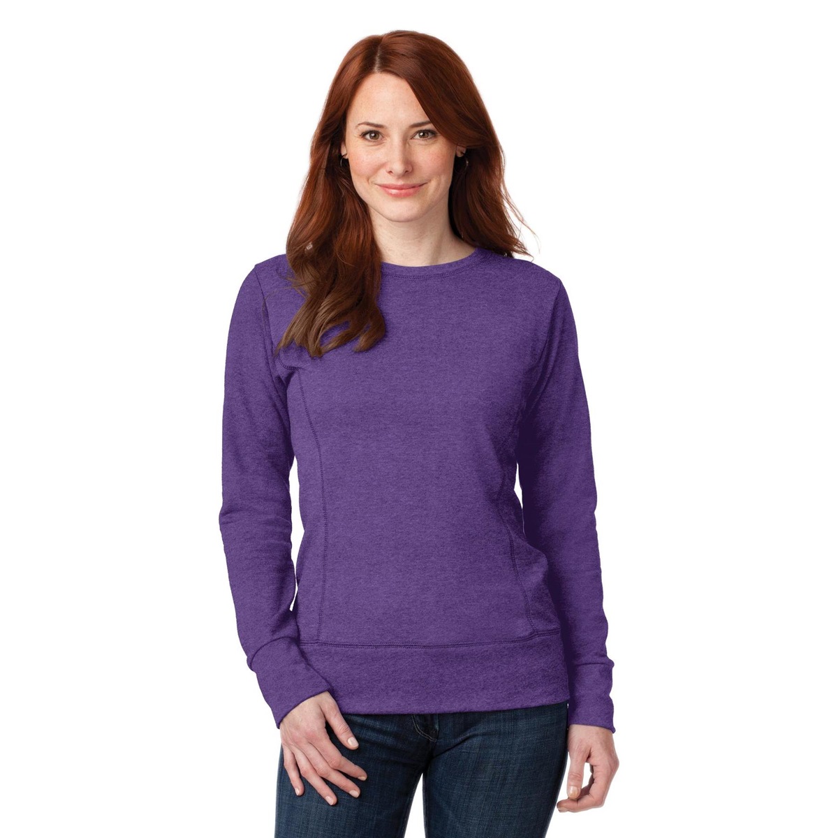 Anvil 72000L Ladies French Terry Crewneck Sweatshirt - Heather Purple ...