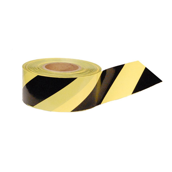 YELLOW & BLACK STRIPE - Barricade Tape 1000 ft Roll-3 Mil | FullSource.com