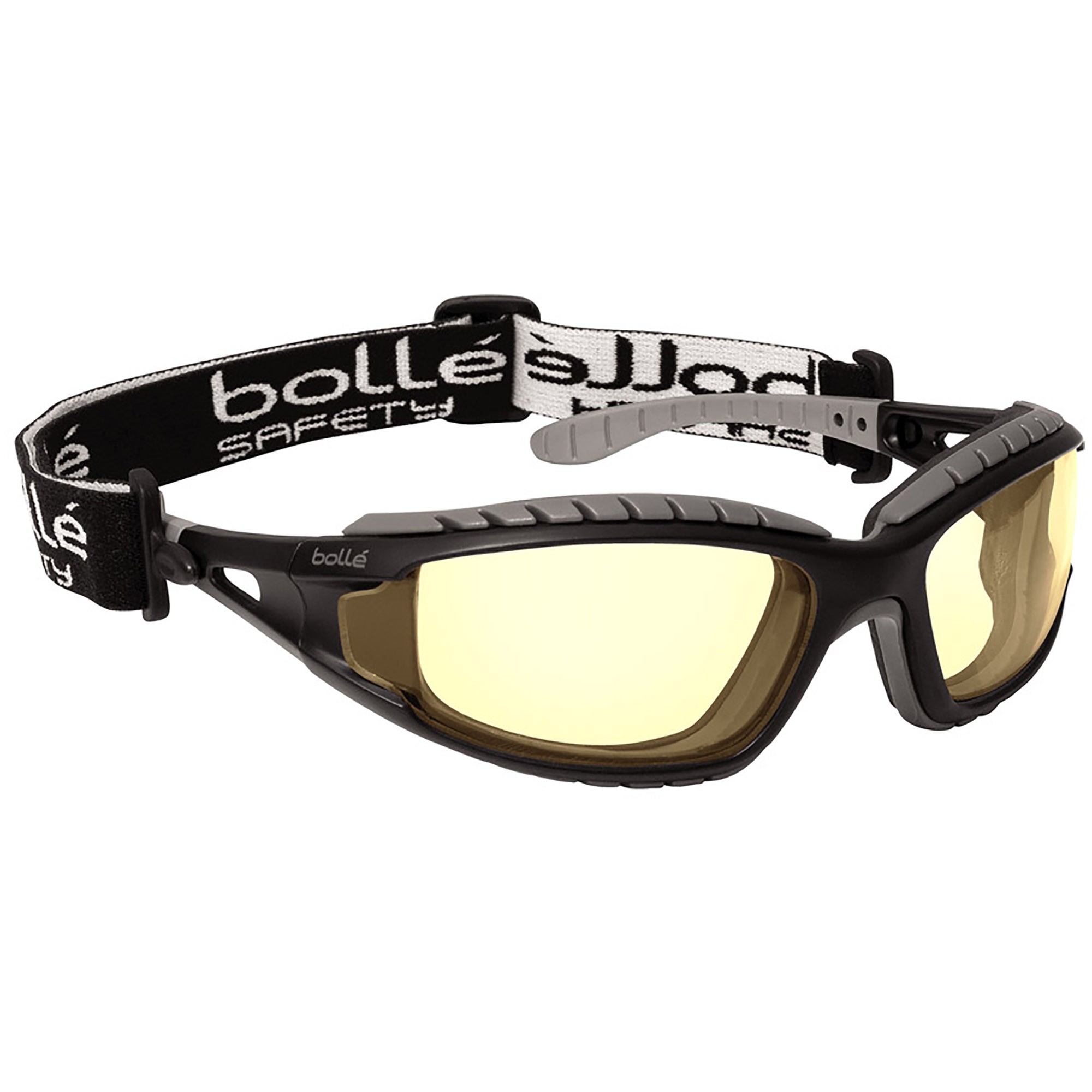 Bolle 40087 Tracker Safety Glasses Goggles Black Grey Temples Yellow Anti Fog Lens