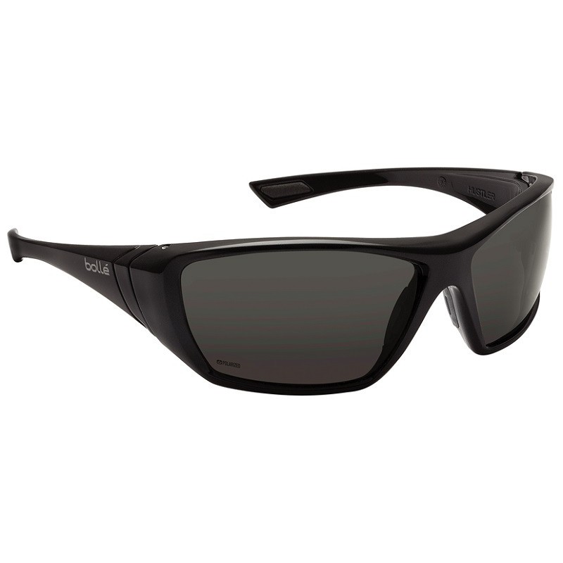 Bolle 40150 Hustler Safety Glasses - Black Temples - Smoke Polarized ...