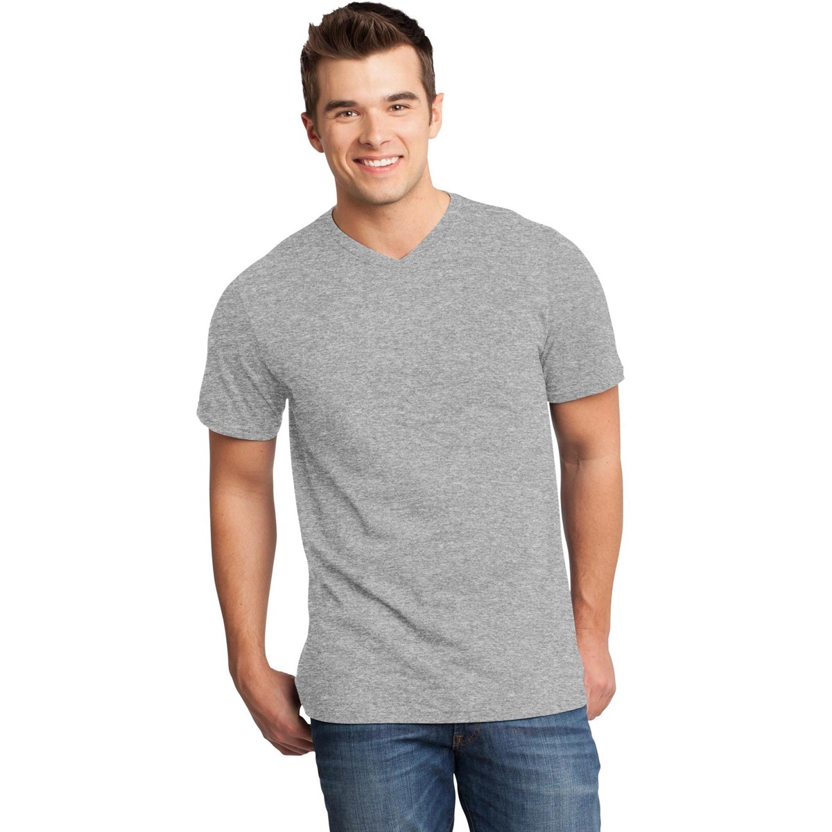District DT6500 Young Mens Very Important Tee V-Neck - Light Heather ...