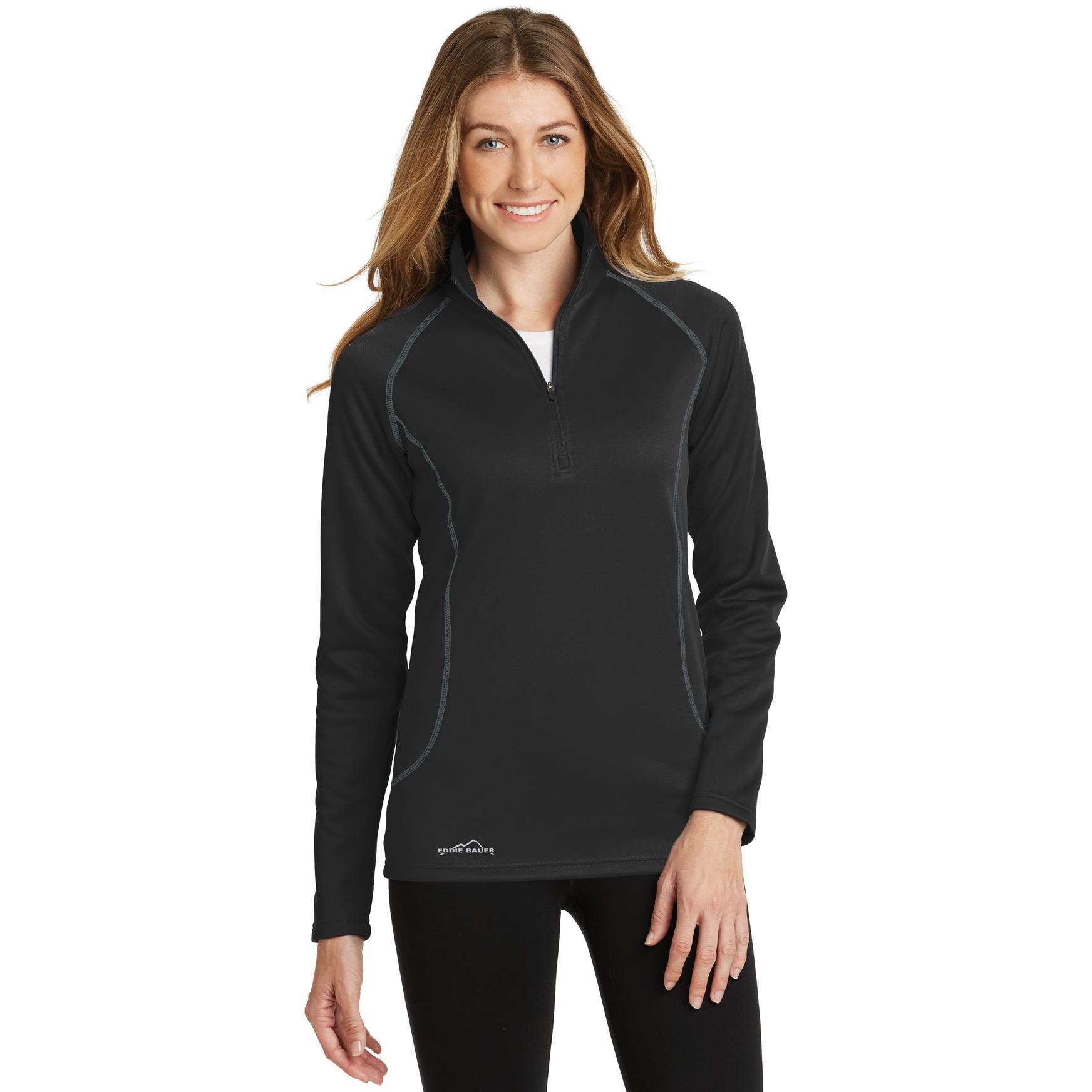 Eddie Bauer EB237 Ladies 1/2Zip Base Layer Fleece Black