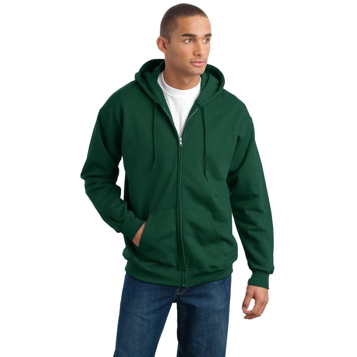 Hanes F283 Ultimate Cotton Full-Zip Hooded Sweatshirt - Deep Forest ...