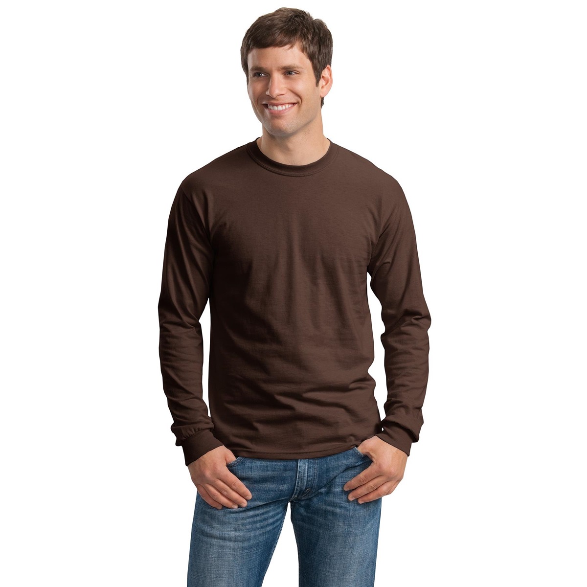 Gildan G2400 Ultra Cotton Long Sleeve T-Shirt - Dark Chocolate ...