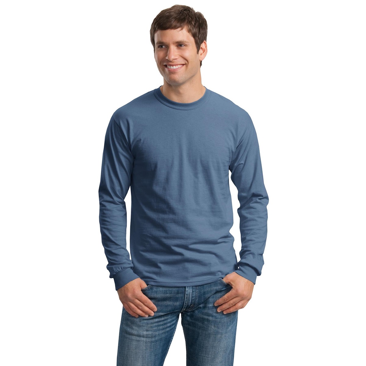 Gildan G2400 Ultra Cotton Long Sleeve T-Shirt - Indigo Blue ...