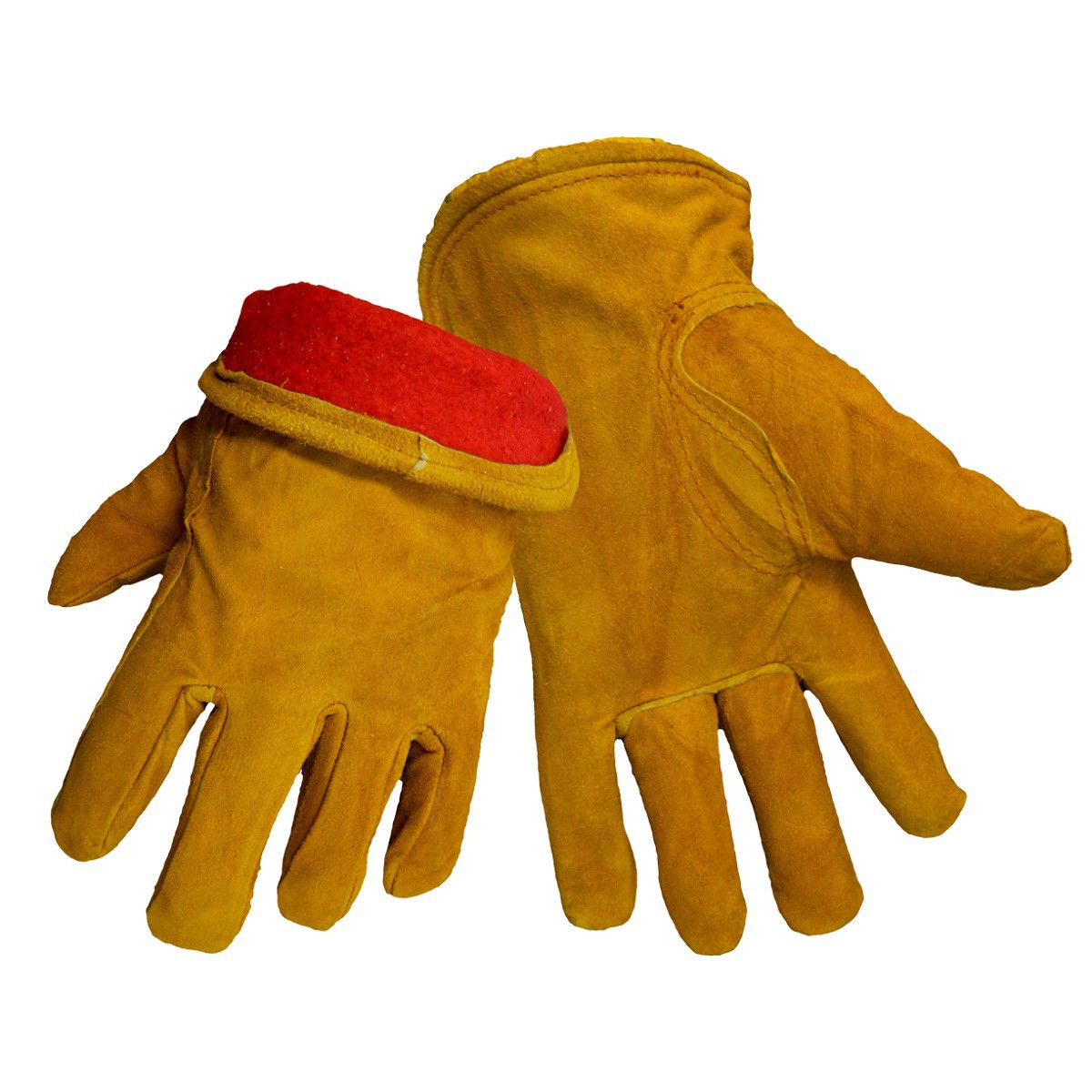 Global Glove 3200srf Split Cow Leather Gloves - Red Fleece Lined 