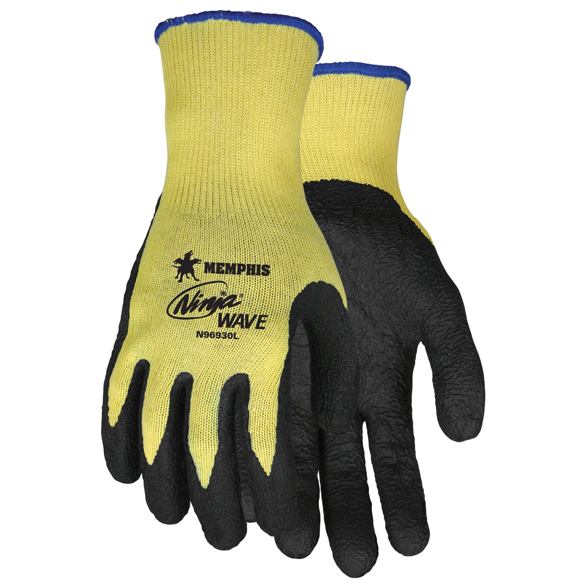 Memphis N96930 Ninja Wave Gloves 10 Gauge Yellow Kevlar Shell Black