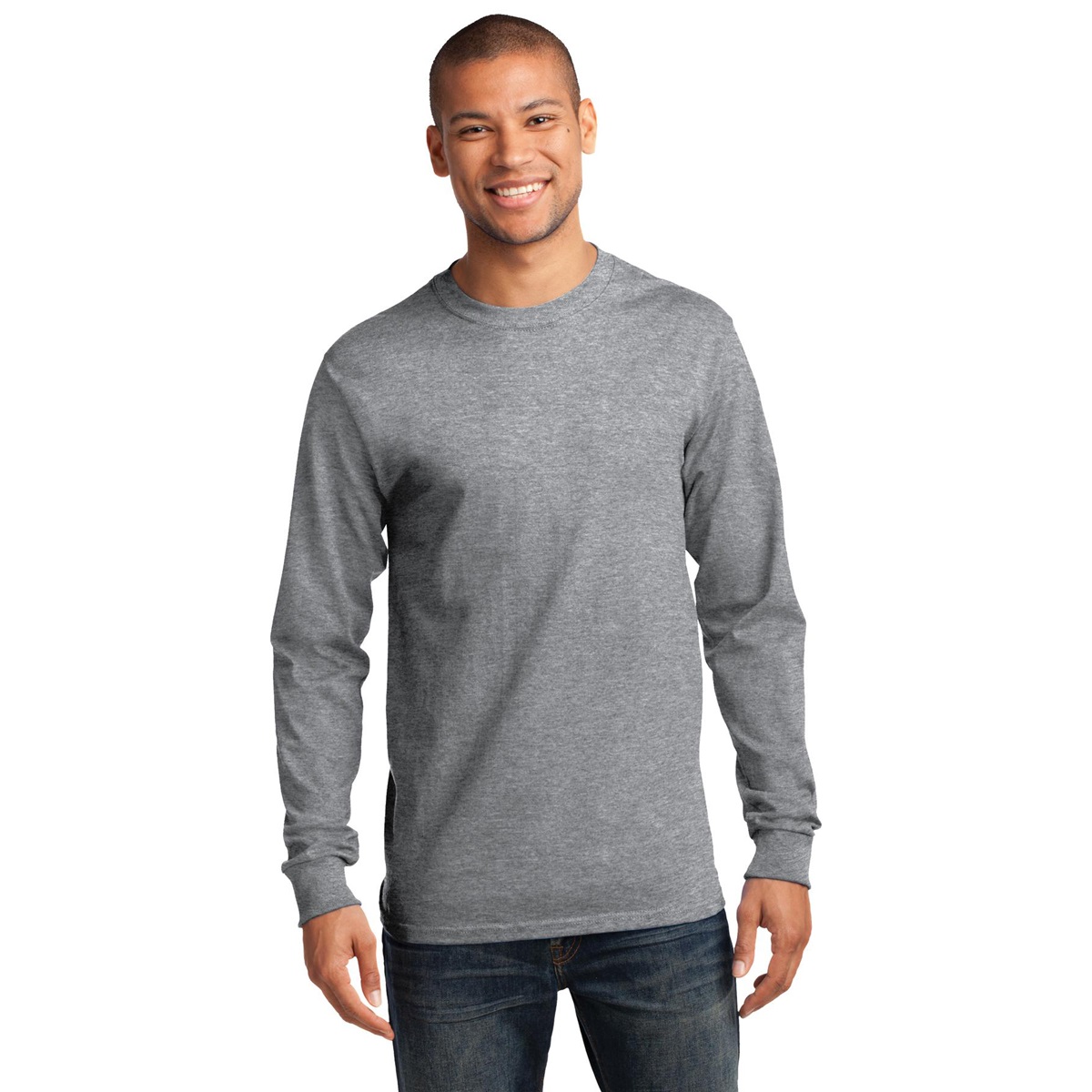 Port & Company PC61LS Long Sleeve Essential T-Shirt - Athletic Heather ...