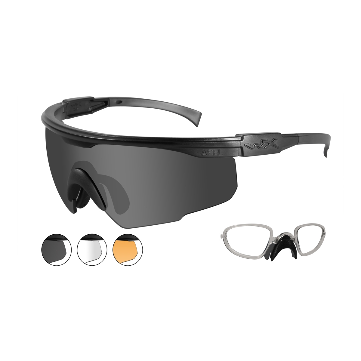 Wiley X PT1 Safety Glasses w/ RX Insert Matte Black Frame Grey