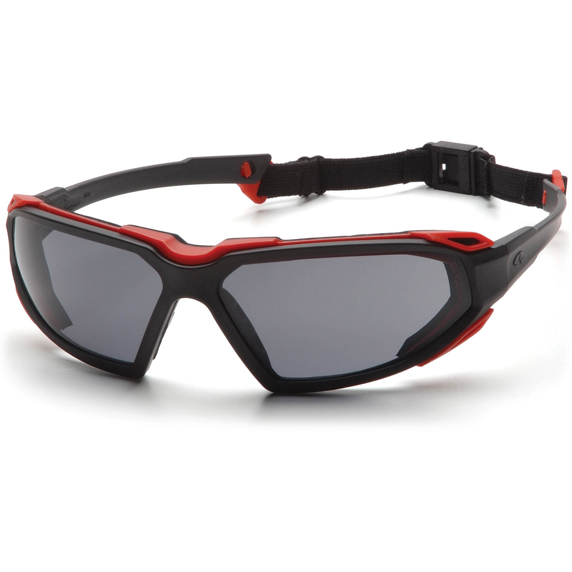 Pyramex Highlander Safety Glasses Black/Red Frame Gray AntiFog