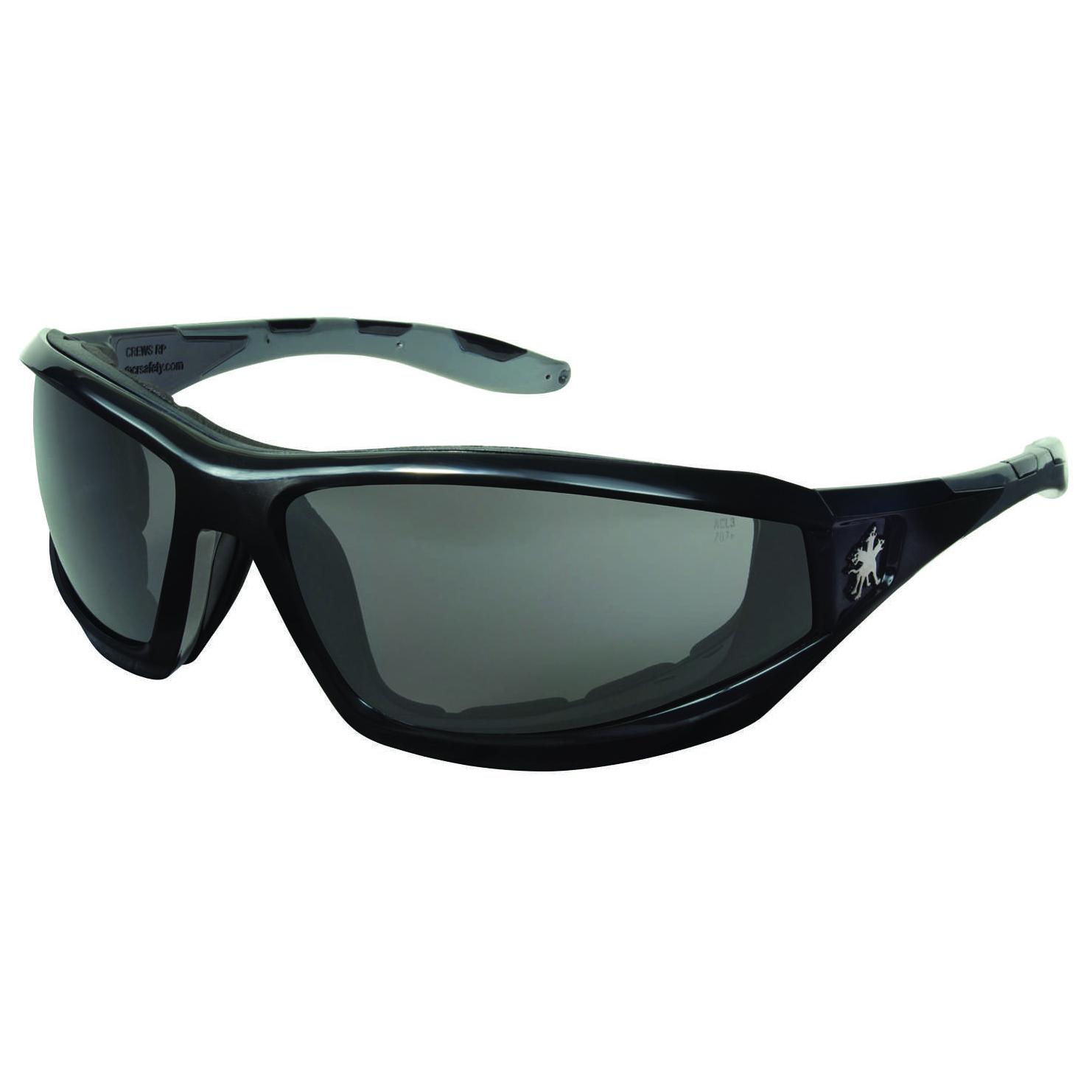 Crews Reaper Safety Glasses - Black Frame - Gray Anti-Fog Lens ...