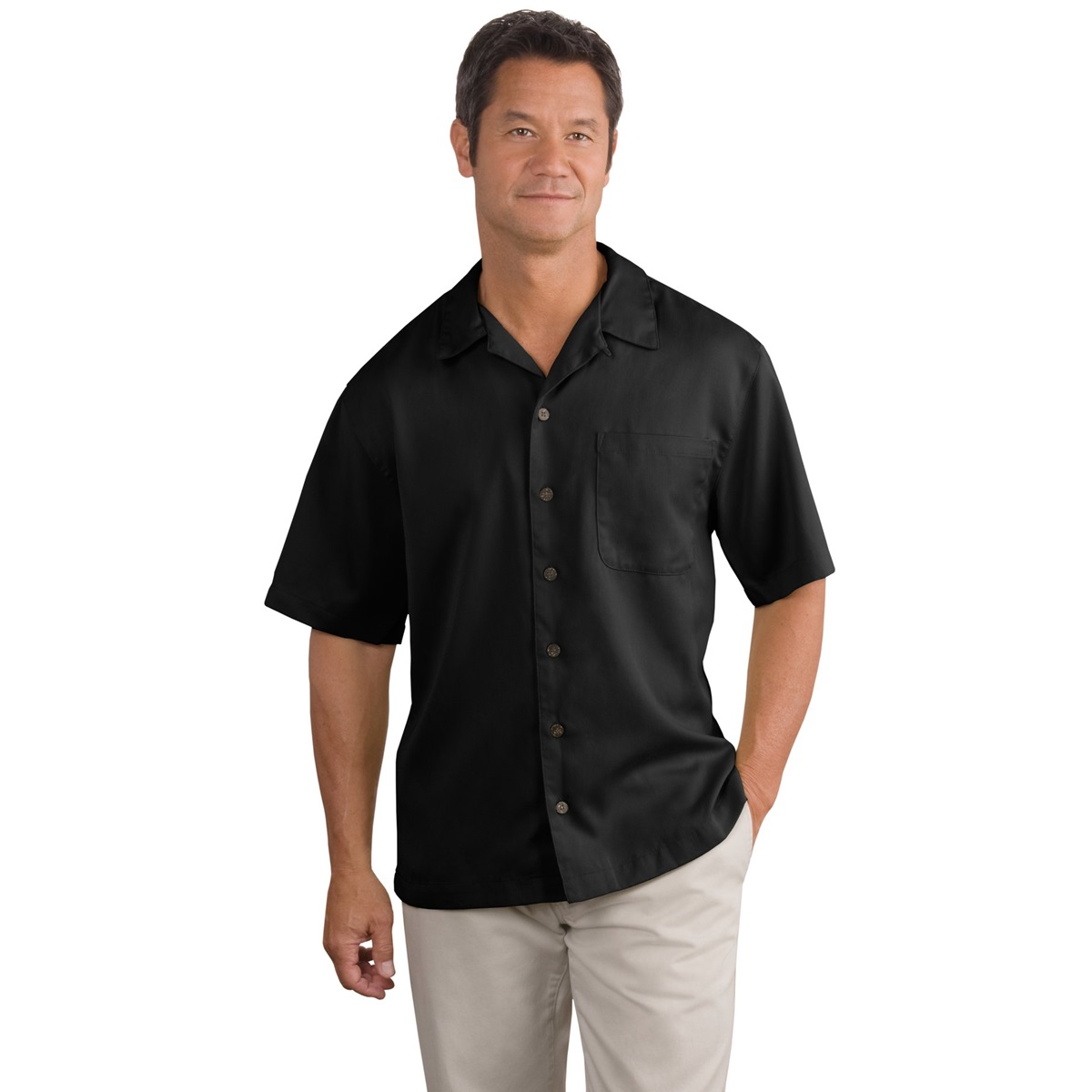 Port Authority S535 Easy Care Camp Shirt - Black | FullSource.com