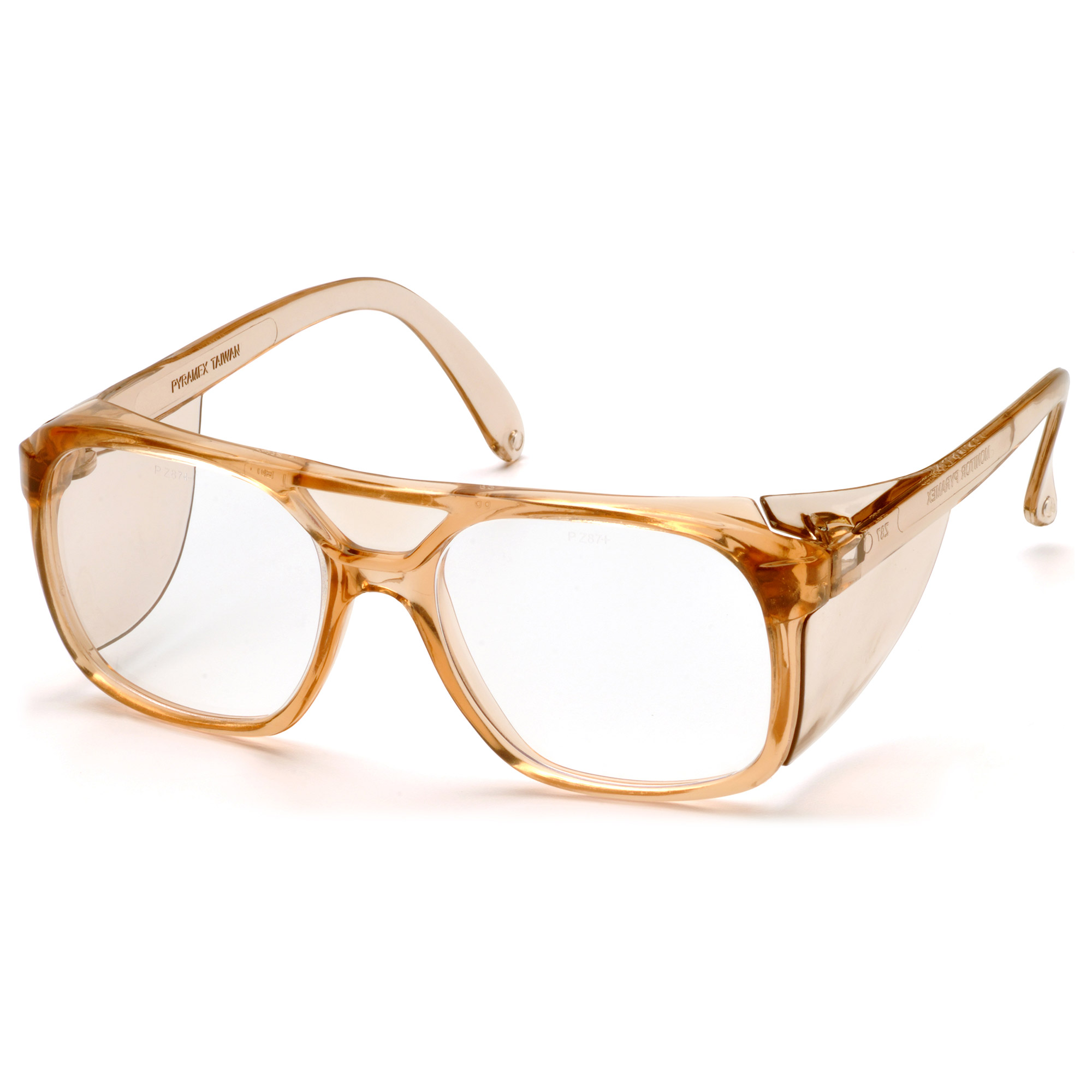 Pyramex Monitor Safety Glasses Caramel Frame Clear Lens