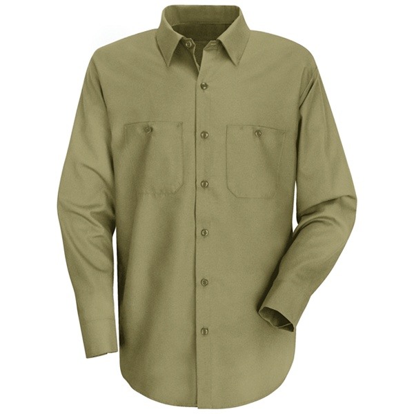 Red Kap Men's Wrinkle Resistant Cotton Work Shirt - Long Sleeve - Khaki ...
