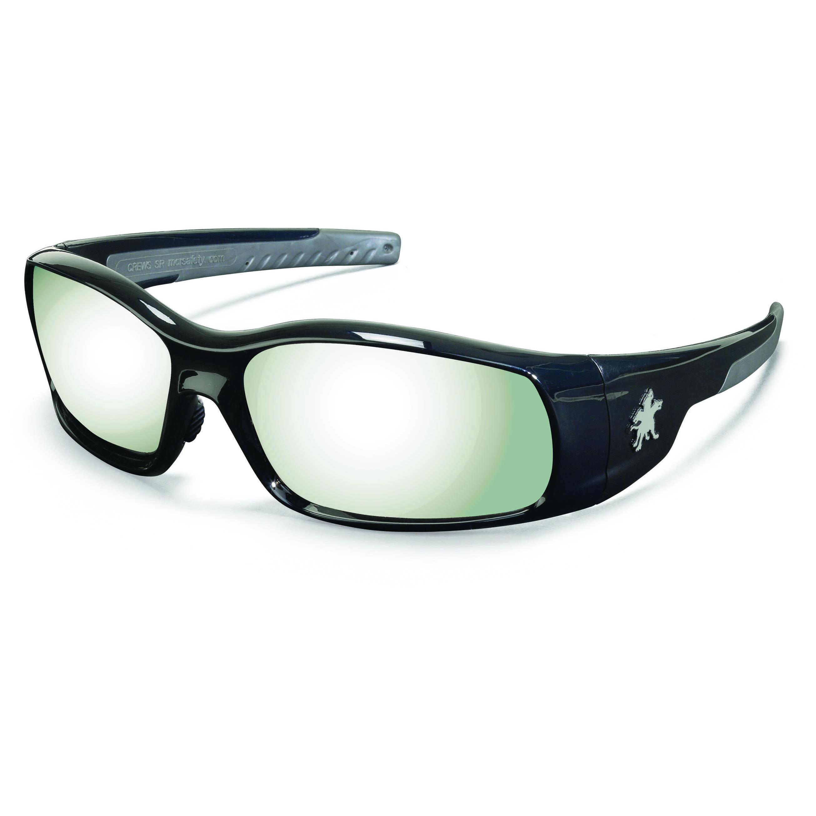 Crews SR117 Swagger Safety Glasses Black Frame Silver Mirror Lens