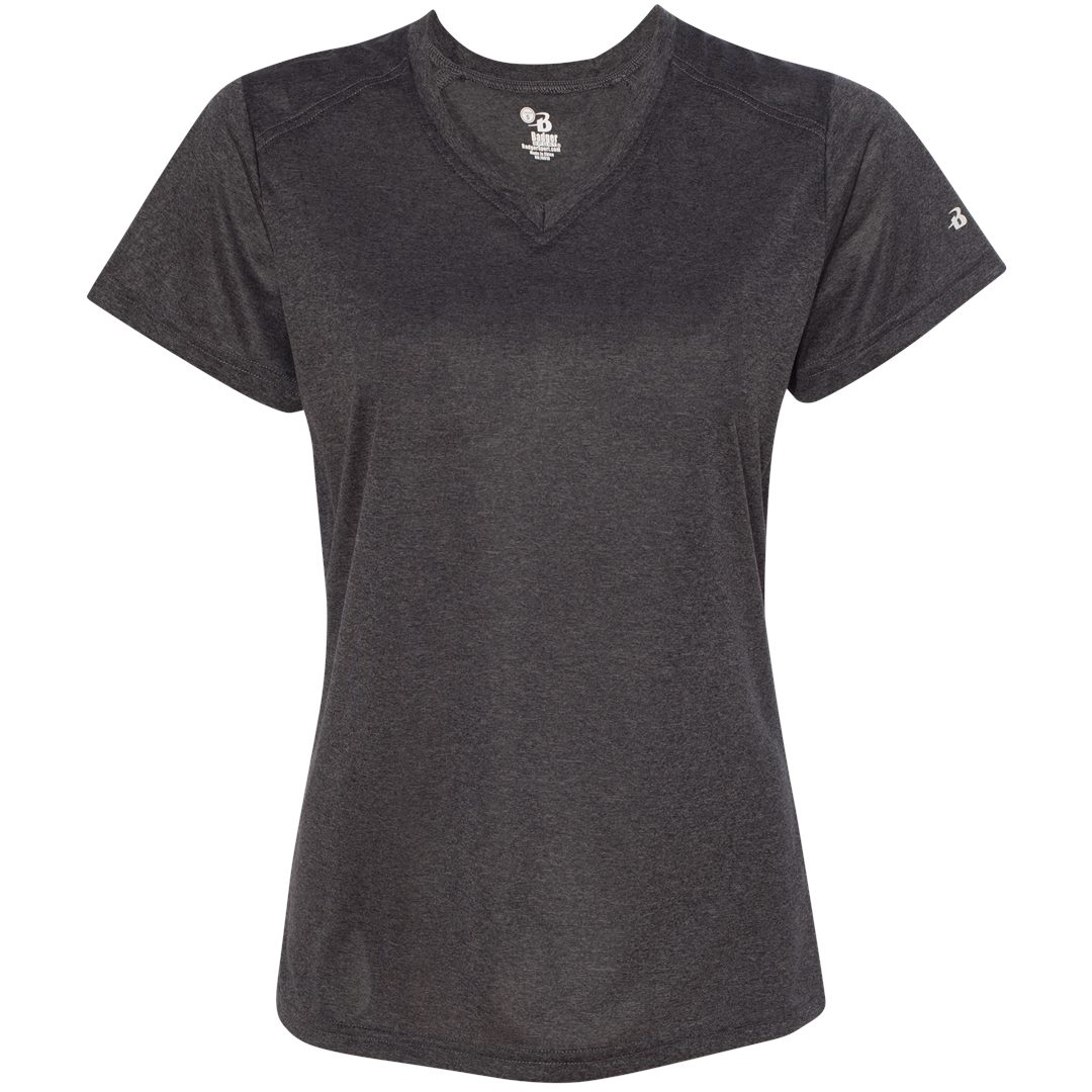Badger Sport 4362 Pro Heather Women's VNeck TShirt Carbon Heather