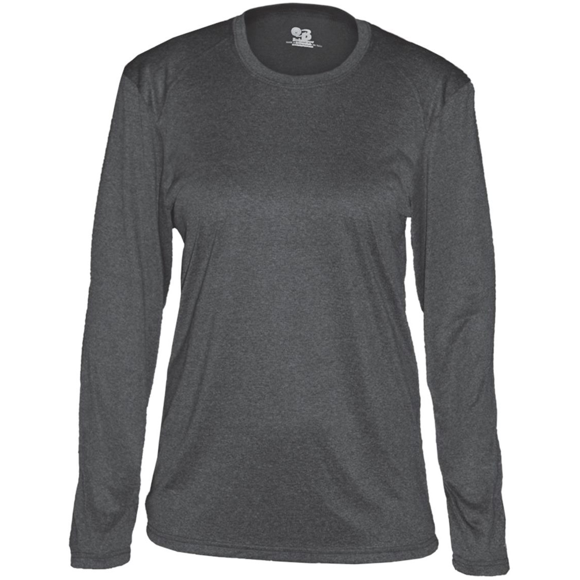 Badger Sport 4364 Pro Heather Women's Long Sleeve Tee - Carbon Heather ...