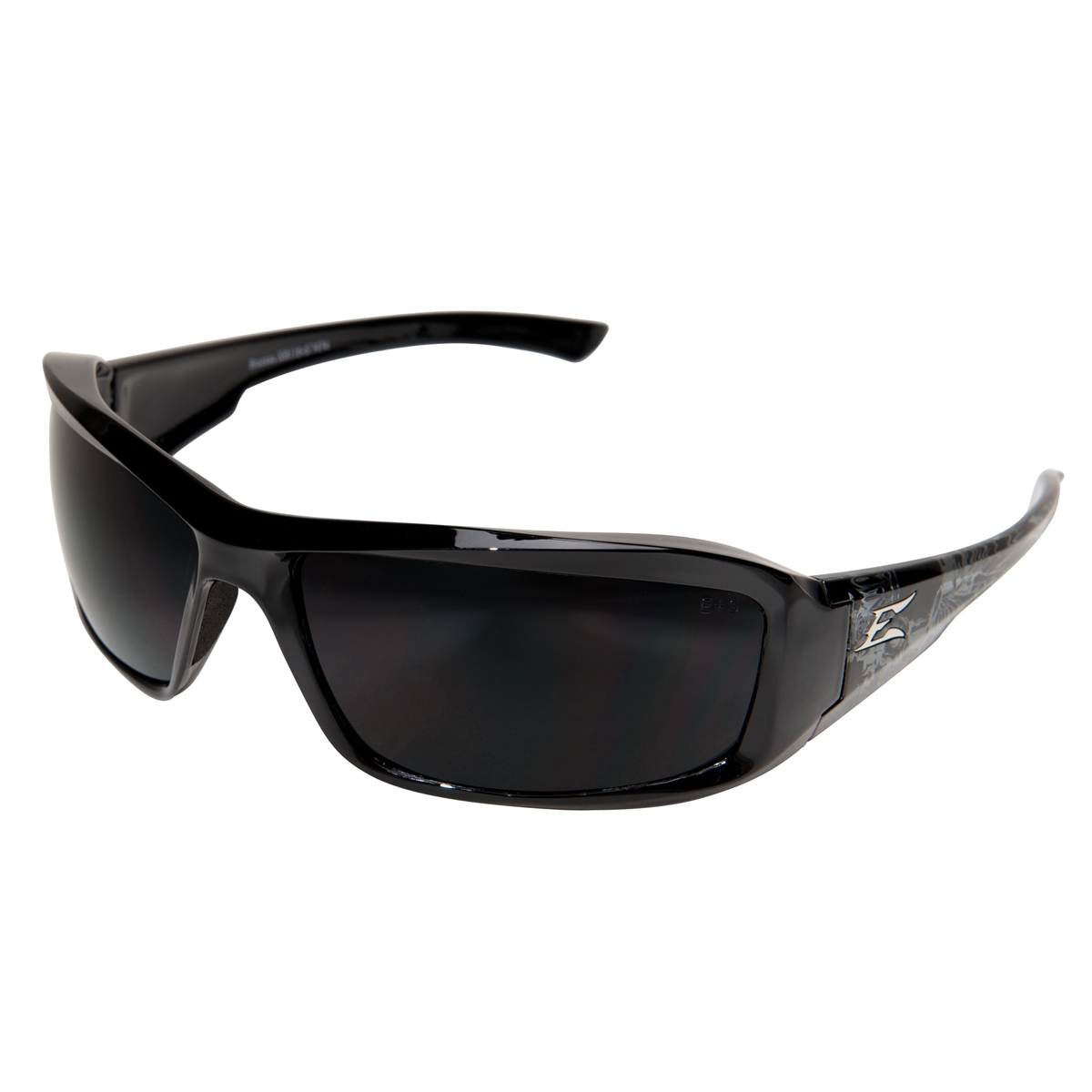 Edge TXB216S Brazeau Designer Safety Glasses Black Skull Frame Smoke Polarized Lens