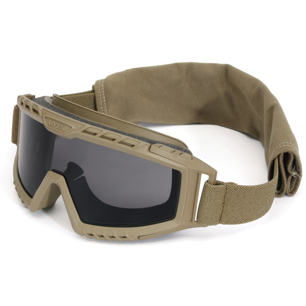 Uvex XMF Tactical Goggles Desert Tan Frame Gray AntiFog Lens