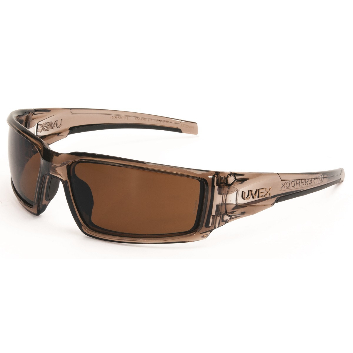 Uvex S2969 Hypershock Safety Glasses Smoke Brown Frame Espresso Polarized Lens