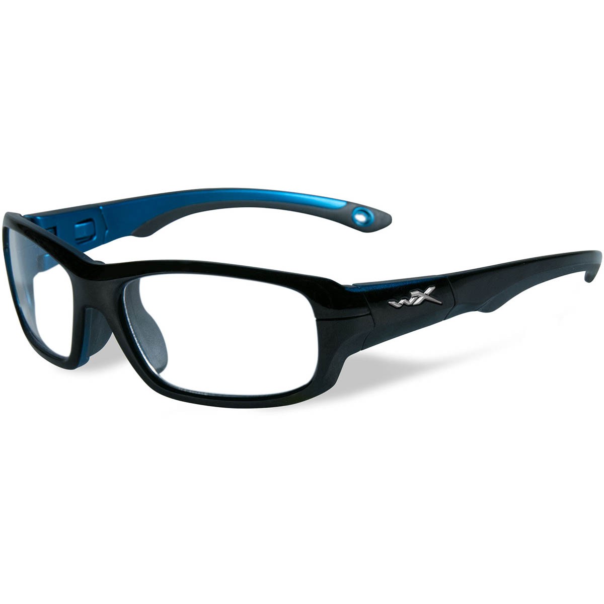 Wiley X YFGAM02 WX Gamer Safety Glasses Gloss Black w/ Metallic Blue