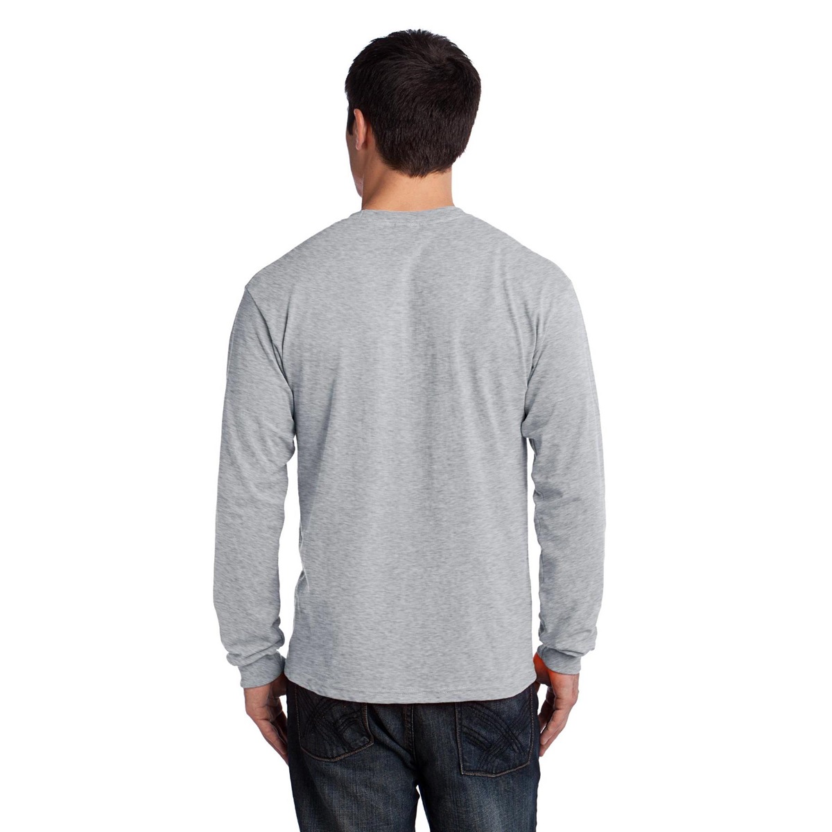 Gildan 2410 Ultra Cotton Long Sleeve T-Shirt with Pocket - Sport Grey ...