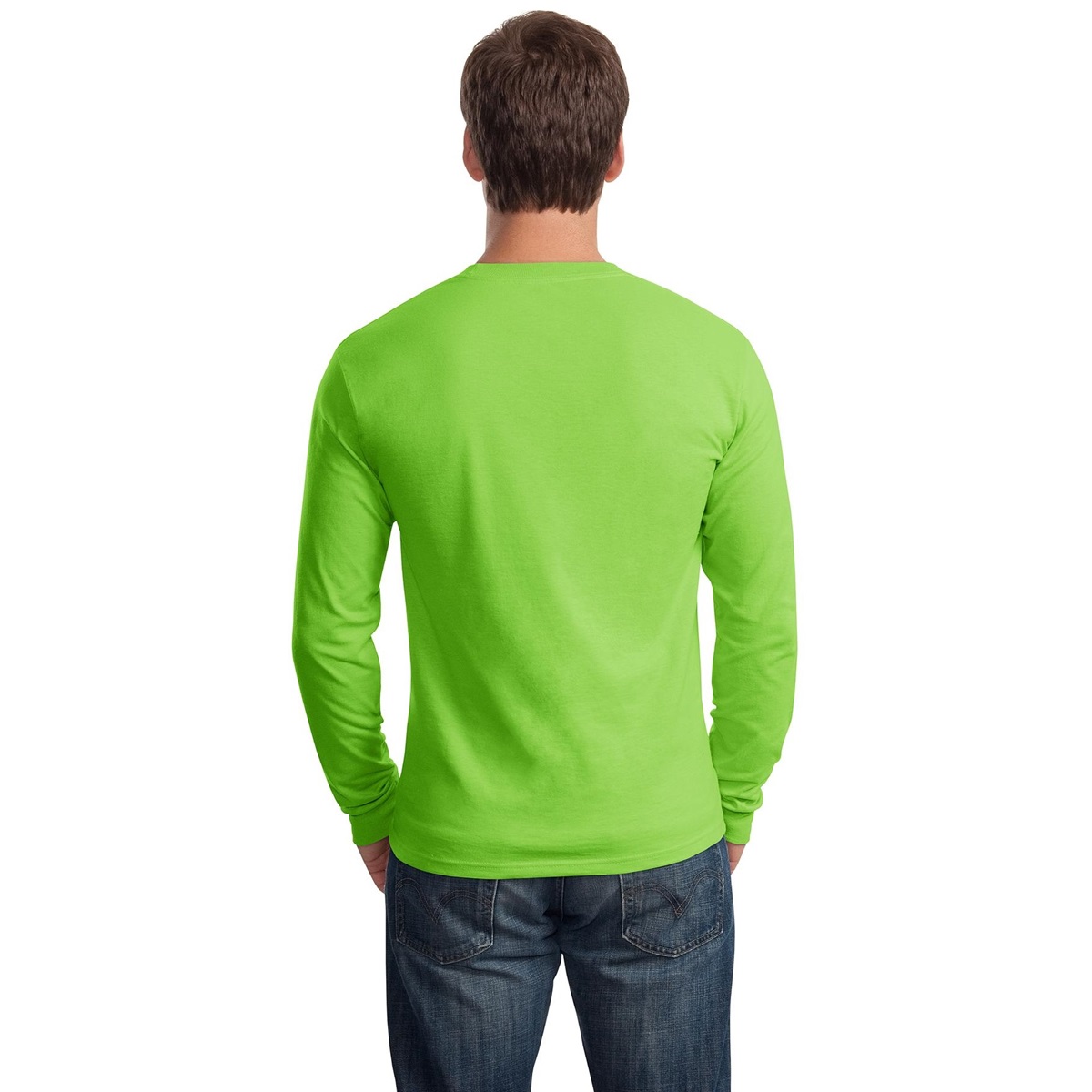 Hanes 5586 Tagless Cotton Long Sleeve T-Shirt - Lime | FullSource.com