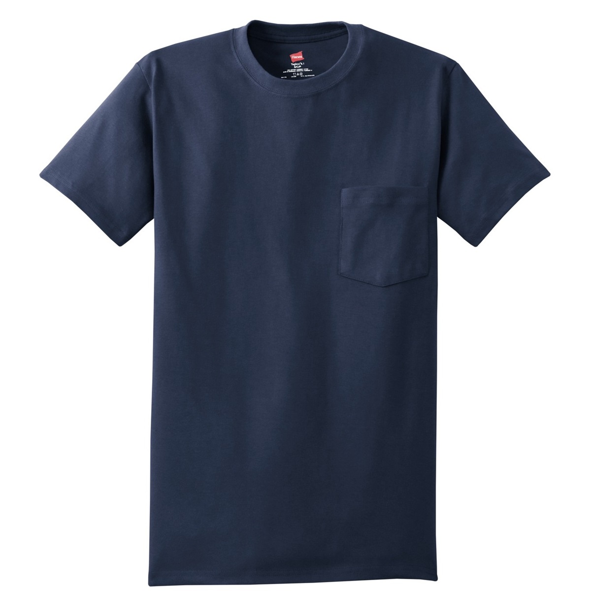 Hanes 5590 Tagless Cotton T-Shirt with Pocket - Navy | FullSource.com