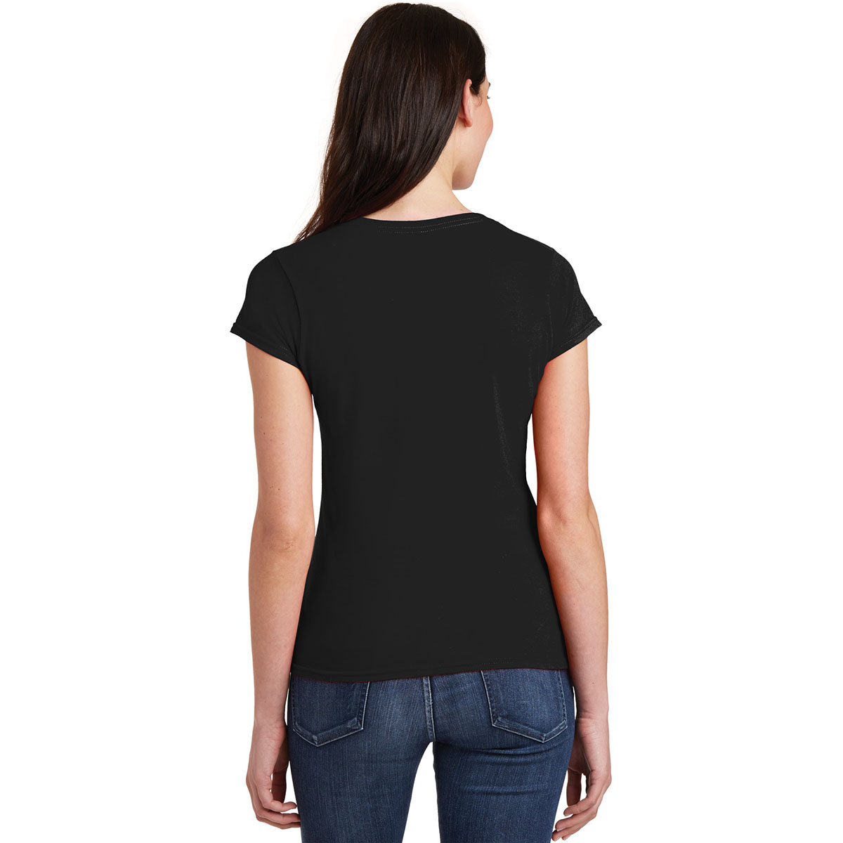 Gildan 64V00L Softstyle Junior Fit V-Neck T-Shirt - Black | FullSource.com