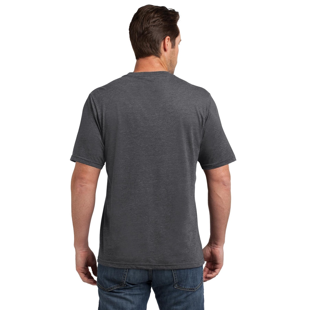 District Made DM108 Mens Perfect Blend Crew Tee - Heathered Charcoal ...