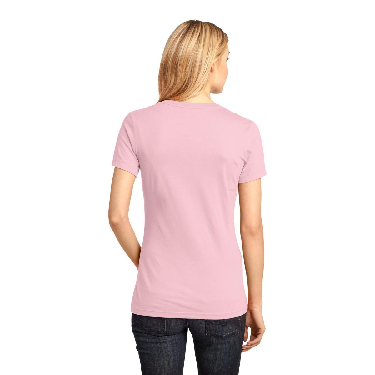 District Made DM1170L Ladies Perfect Weight V-Neck Tee - Light Pink ...