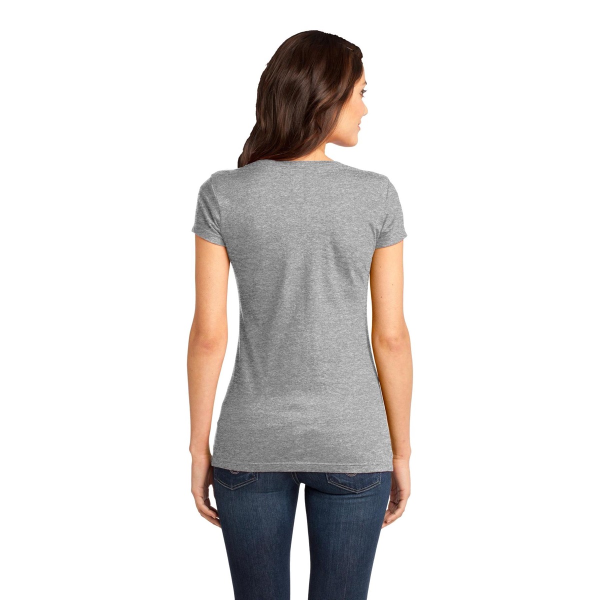 District DT6501 Juniors Very Important Tee V-Neck - Light Heather Grey ...