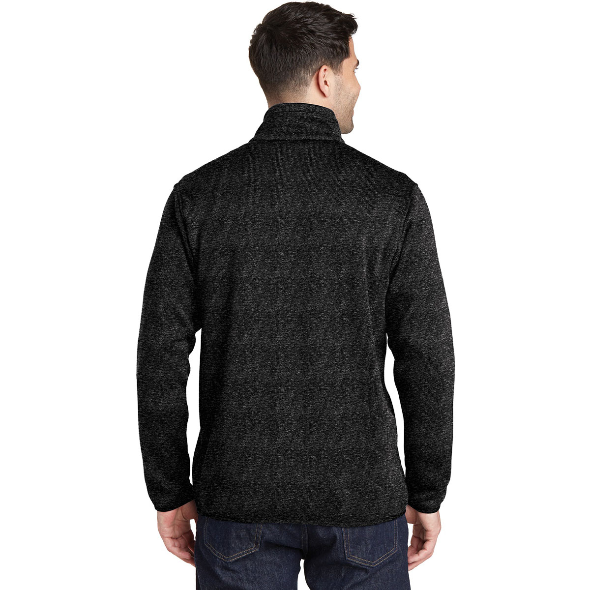 Port Authority F232 Sweater Fleece Jacket - Black Heather | FullSource.com