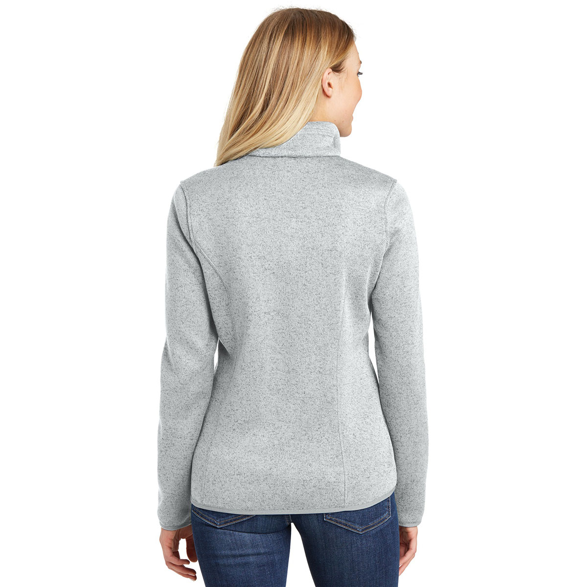 Port Authority L232 Ladies Sweater Fleece Jacket - Grey Heather ...
