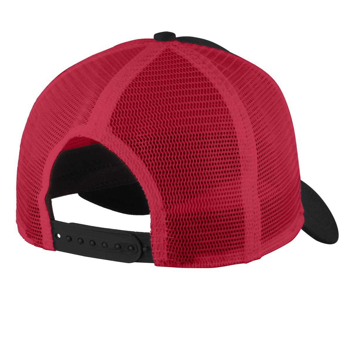 New Era NE205 Snapback Trucker Cap - Black/Scarlet | FullSource.com