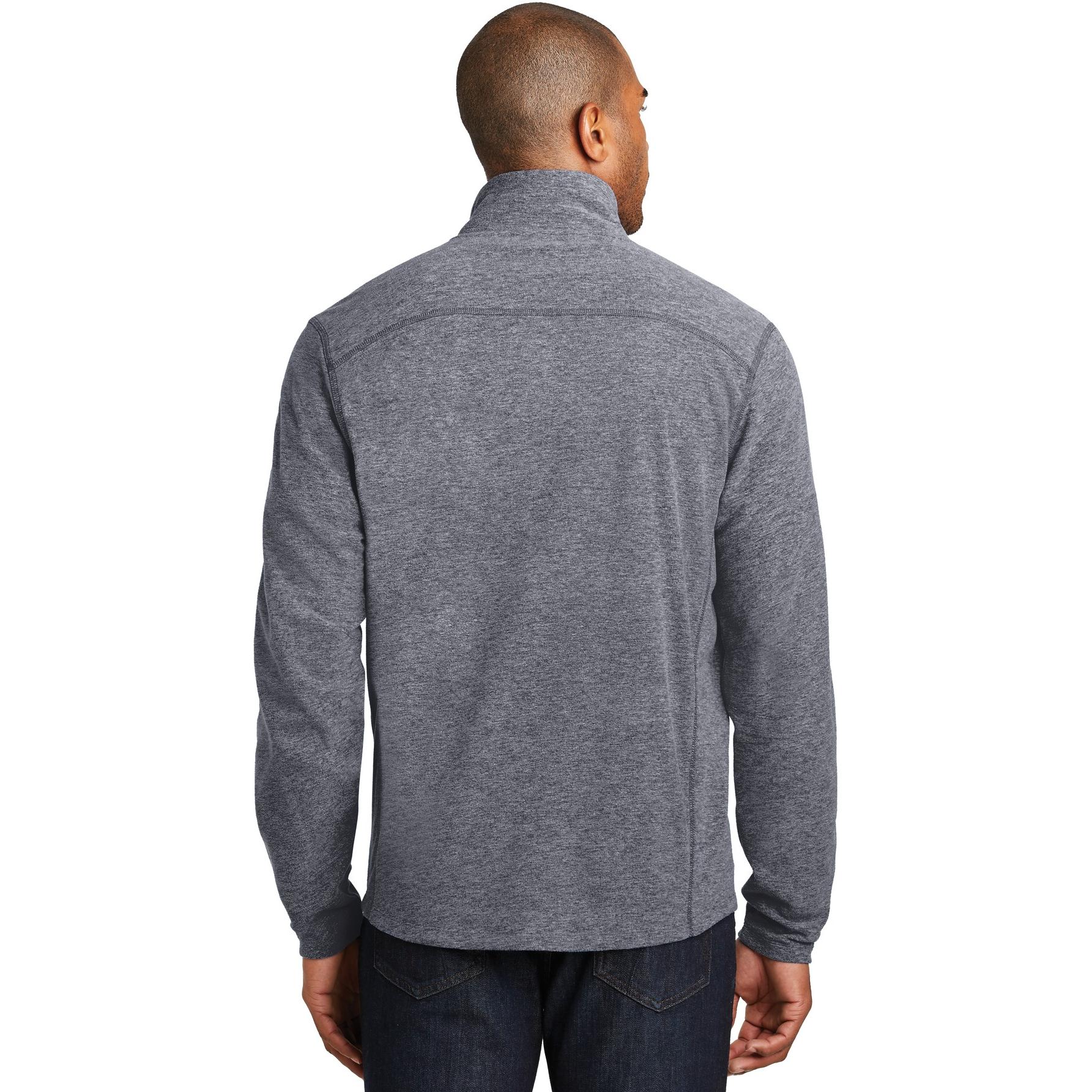 Port Authority F235 Heather Microfleece Full-Zip Jacket - True Navy ...