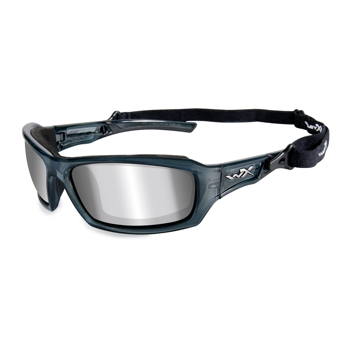 Wiley X Echo Sunglasses Smoke Steel Blue Frame Silver Flash Lens