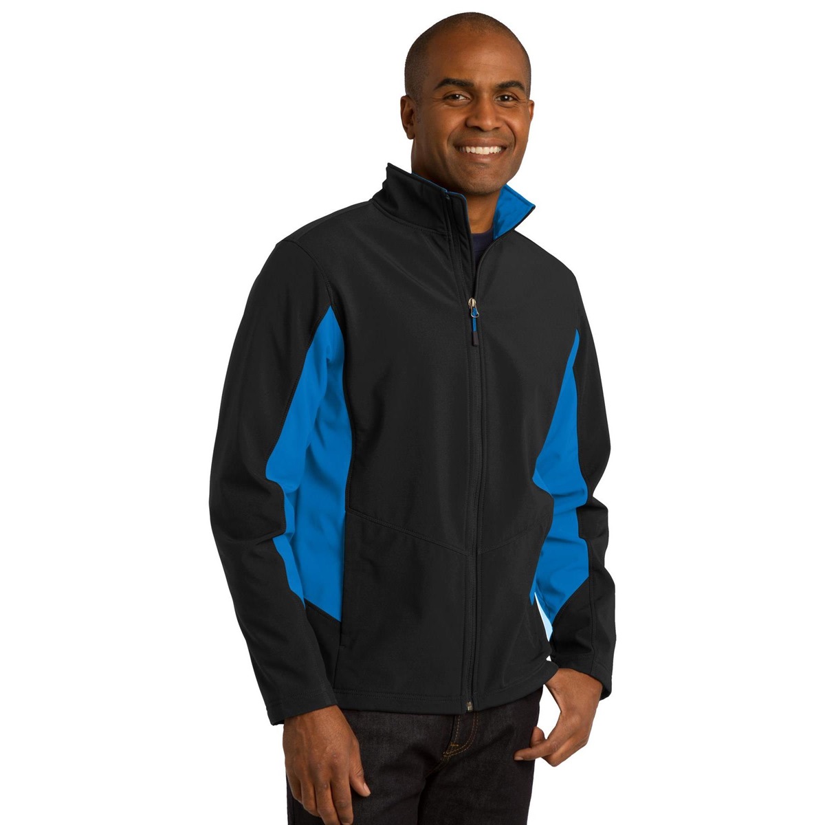 Port Authority J318 Core Colorblock Soft Shell Jacket - Black/Imperial ...