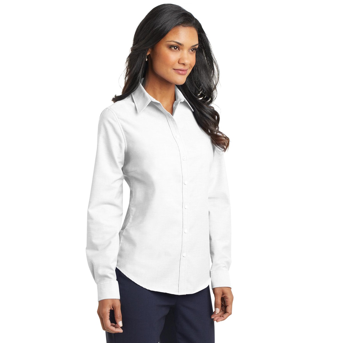 Port Authority L658 Ladies SuperPro Oxford Shirt - White | FullSource.com