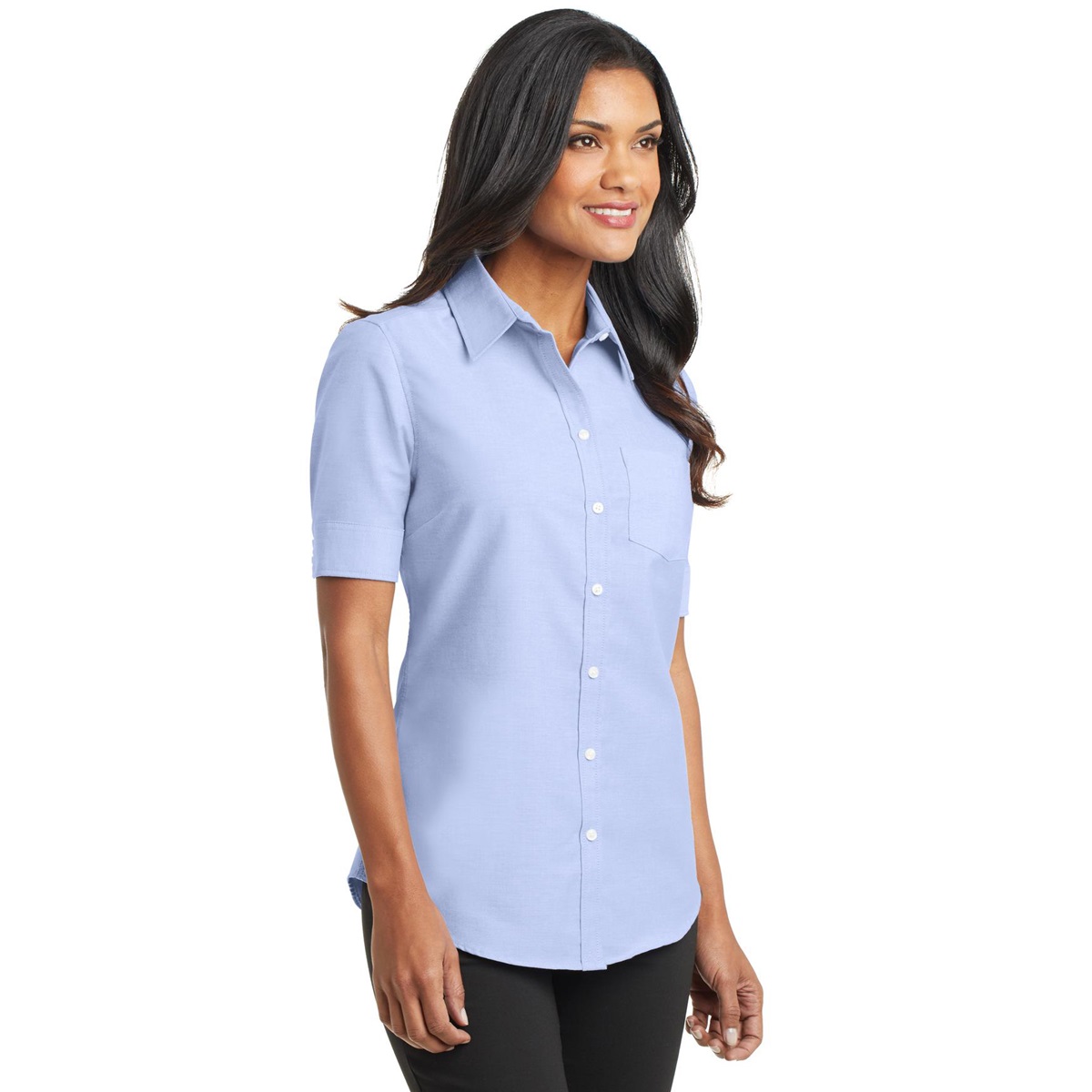 Port Authority L659 Ladies Short Sleeve SuperPro Oxford Shirt - Oxford ...