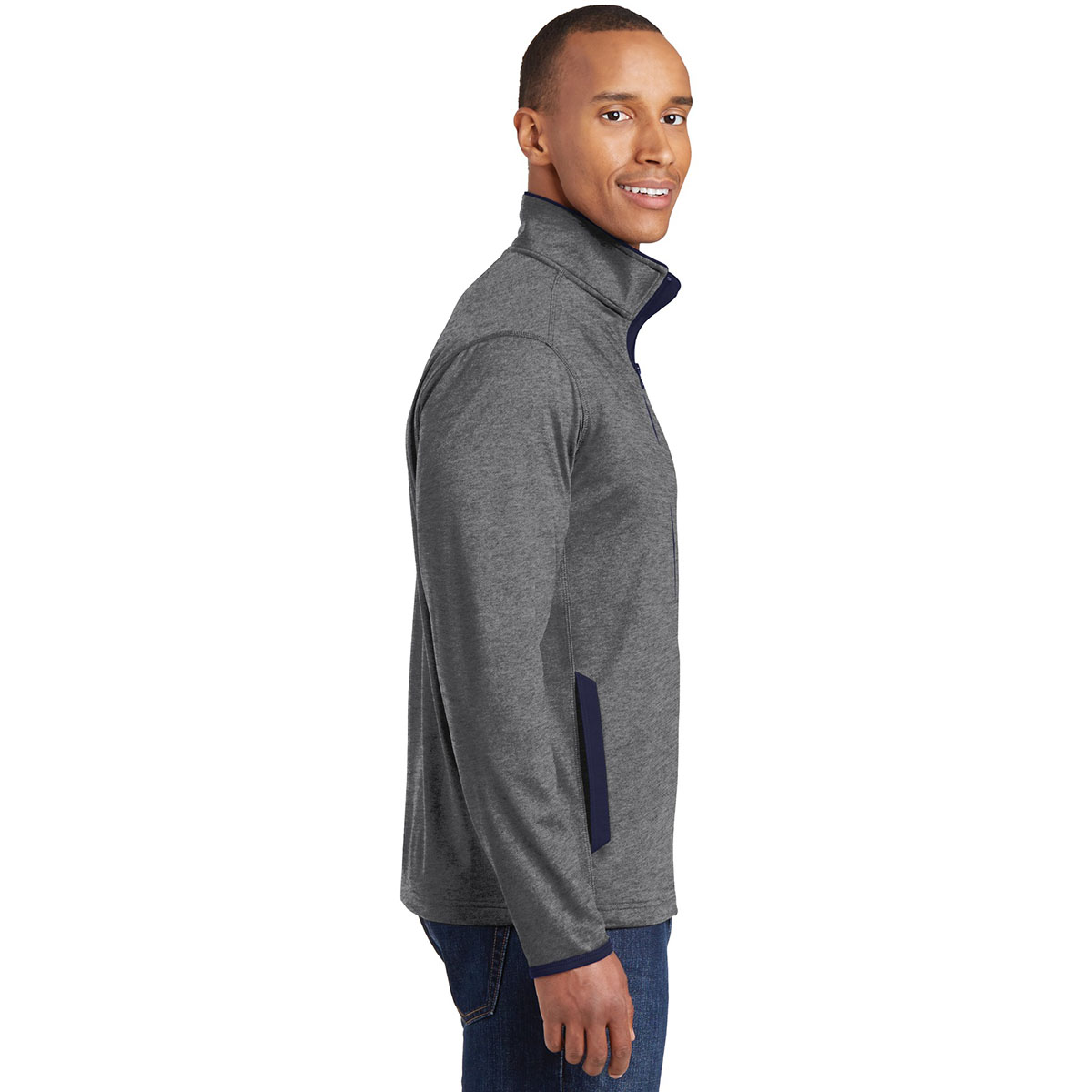 Sport-Tek ST853 Sport-Wick Stretch Contrast Full-Zip Jacket - Charcoal ...