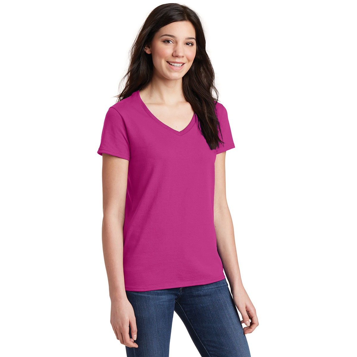 Gildan 5V00L Ladies Heavy Cotton V-Neck T-Shirt - Heliconia ...