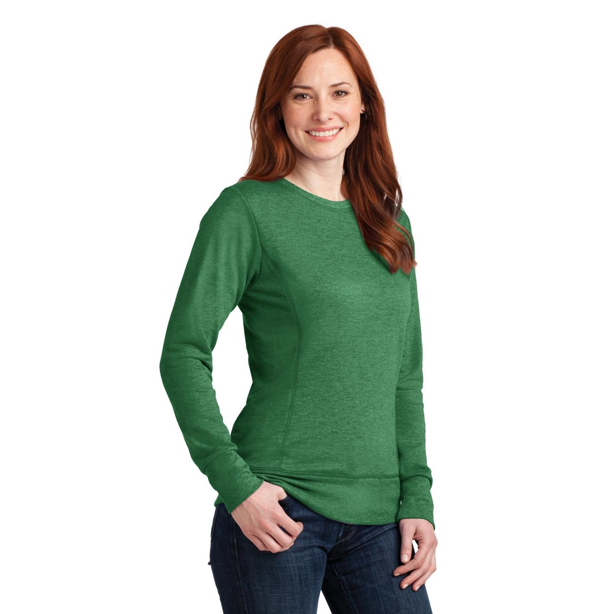 Anvil 72000L Ladies French Terry Crewneck Sweatshirt - Heather Green ...